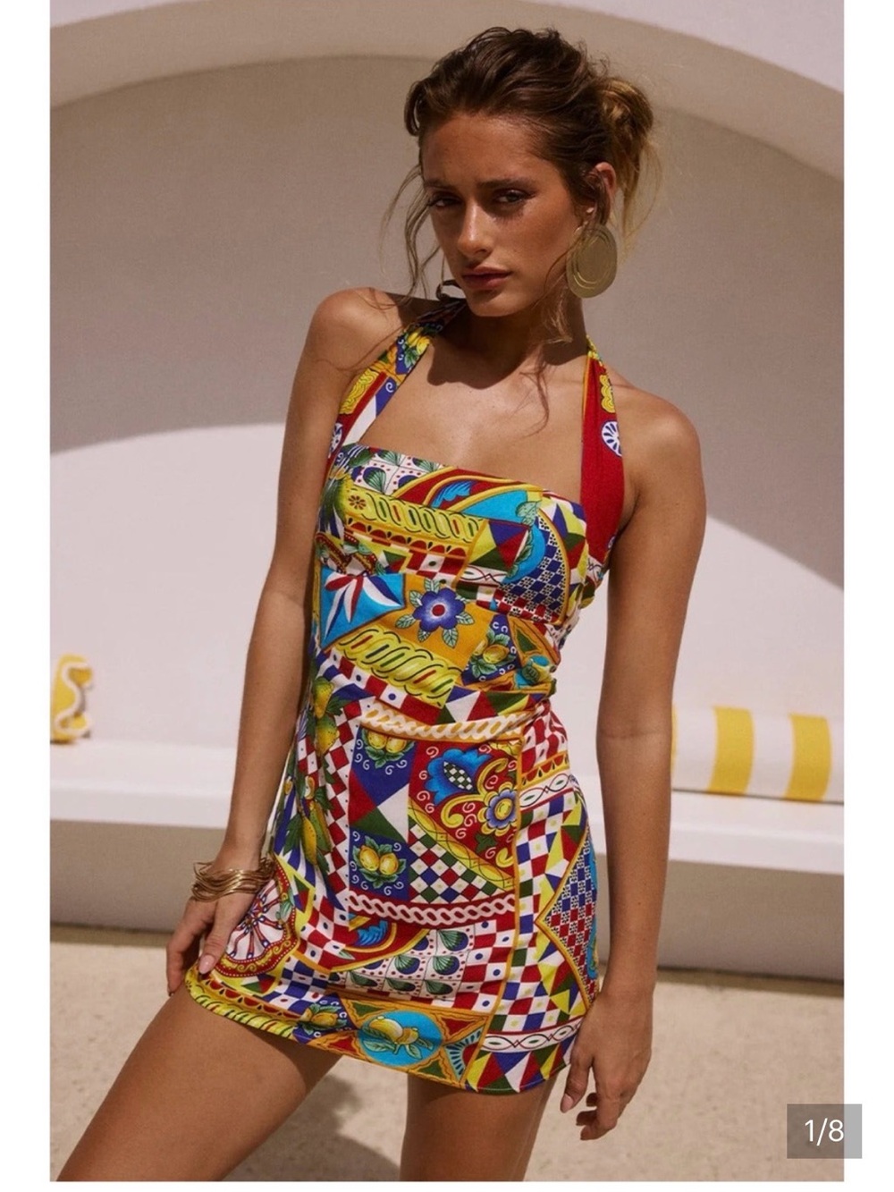NWT Seven Wonders Multicolor Halter Aero Mini Dress - Phaedra Print - Small